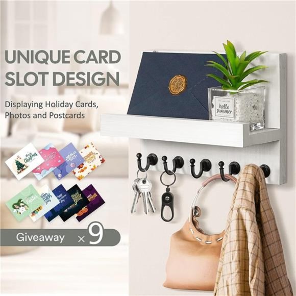 Key Holder for Wall:Easy Installation Mail Organizer Wall Mount Hanging Key Rack - Picture 2 of 6